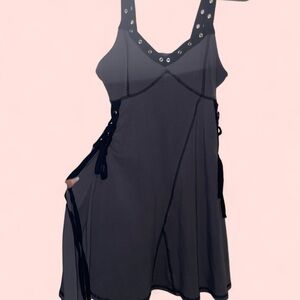 Stylish Black Dress with Grommet Details